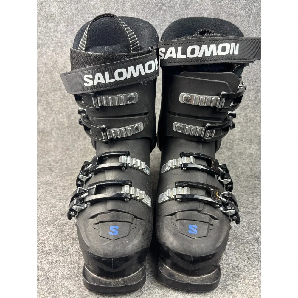 Salomon S/Max 60T Ski Boots Kids Size 23-23.5 Black Blue Downhill Sport